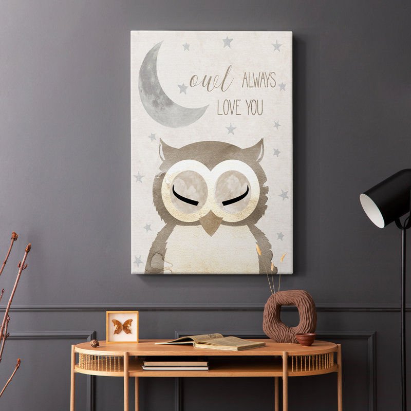 Goodnight Owl - Cavas enveloppés de galerie, H 18 po x l 12 po