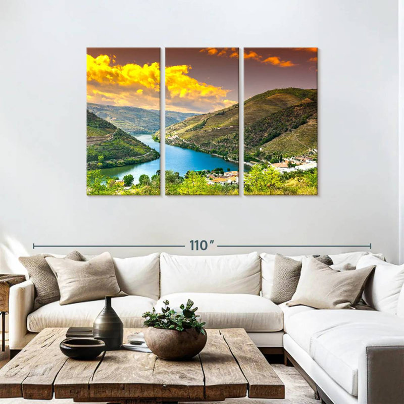 Scène de coucher de soleil dans la vallée du Douro à Alvord, H 48 po x l 74 po