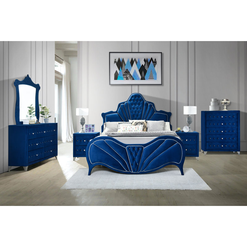 Ensemble de chambre configurable avec lit plateforme 6 pièces Americus