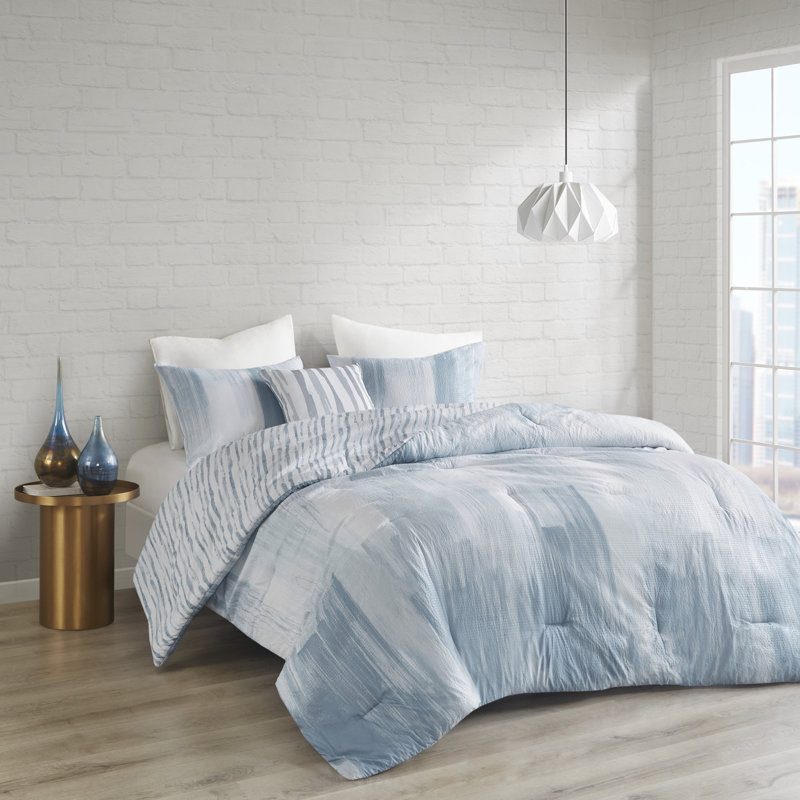 King Blue Reversible Microfiber Comforter Set