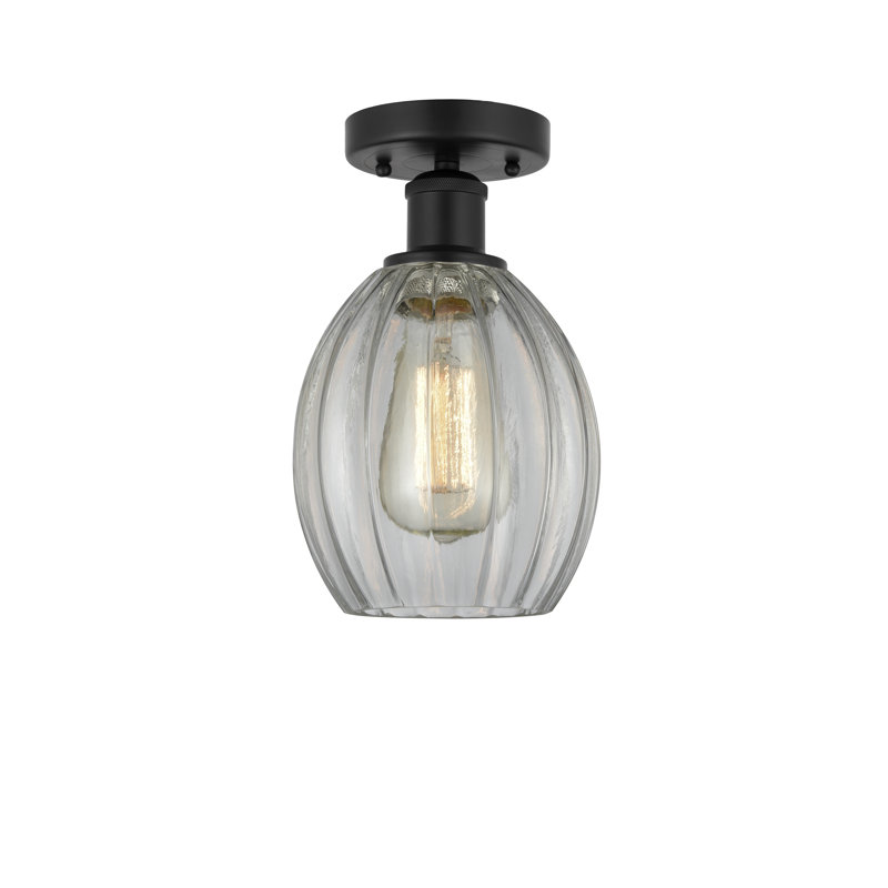 Plafonnier semi-encastré en verre Bolduc, Noir mat, Transparent, H 10,75 po x l 6 po x P 6 po