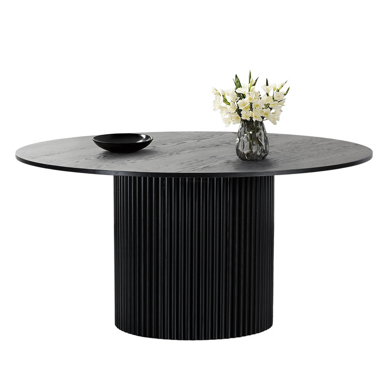 Table de salle à manger en bois massif, Noir, noir, noir, noir, H 30 po x L 60 po x l 60 po