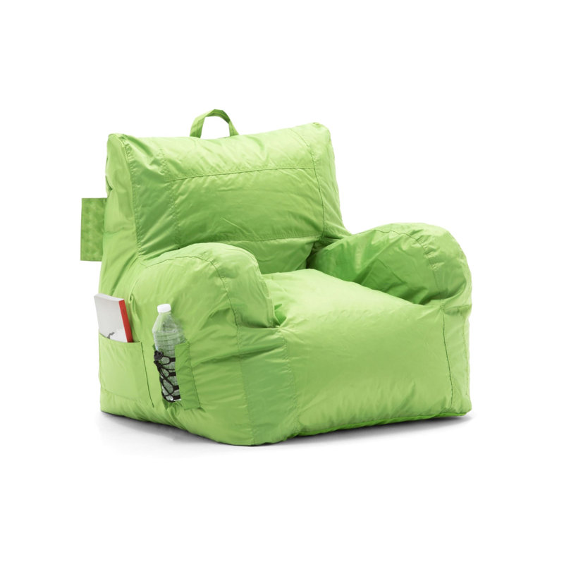 Big Joe Dorm Bean Bag Chair with Drink Holder and Pocket, Durable Polyester Nylon Blend, Spicy Lime Polyester