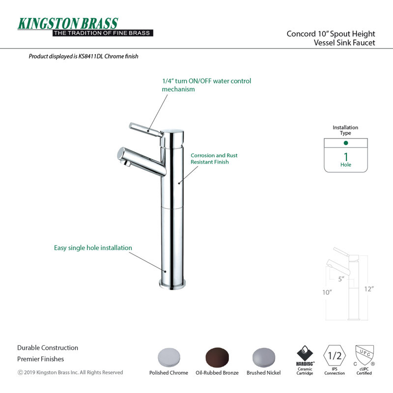 South Beach Vessel Sink Bathroom Faucet, Oil Rubbed Bronze