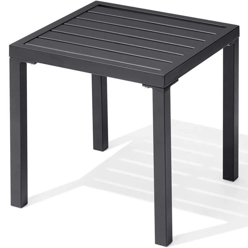 Outdoor Metal Square Side Table, Black
