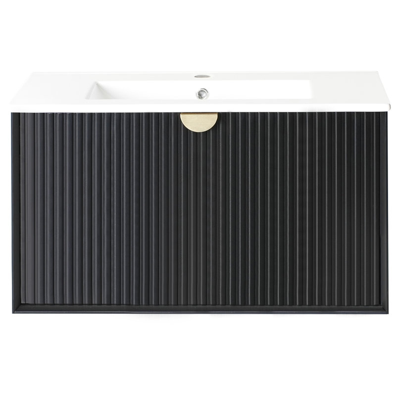 Cerstin 80.00mm Single Bathroom Vanity with Basin, Black