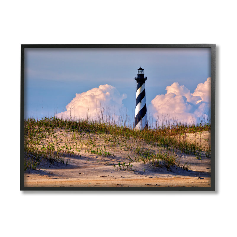 «Nautical Lighthouse Cloudy Dunes», art de la giclée encadrée par Rick Berk, Giclée encadrée noir minuit