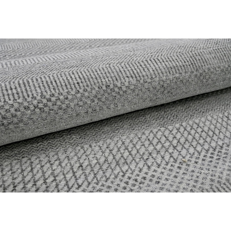 High-Quality Hand-Knotted Silver And Black Area Rug