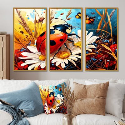 Watercolor Ladybugs Dreamy Garden III - Ladybug Wall Art Print Set