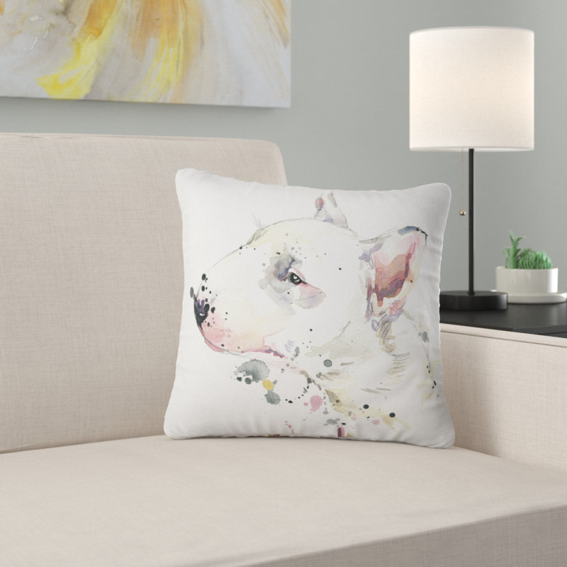 Bull Terrier, aquarelle de chien, 16 po x 1 po, Coussin décoratif