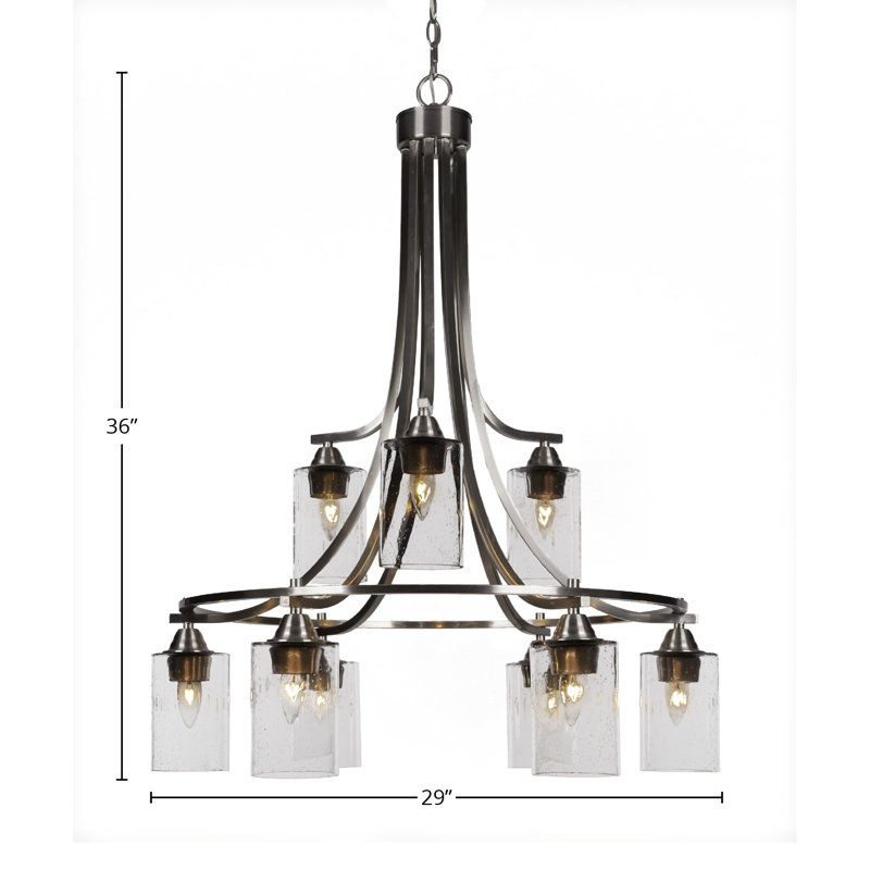 Lustre 9 lumières Michell, Nickel brossé, Semé