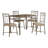 Janice 5 Piece Dining Table Set, Rectangular Top, 4 Chairs, Metal