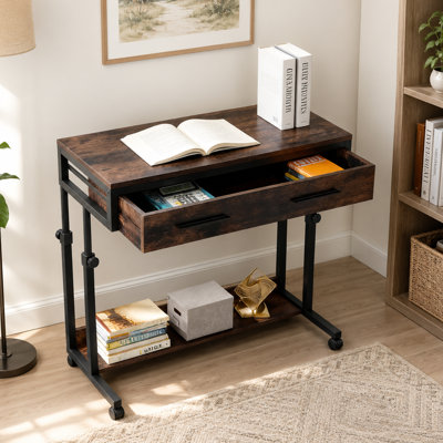 Height Adjustable Rolling Computer Standing Desk with Drawer and Shelf