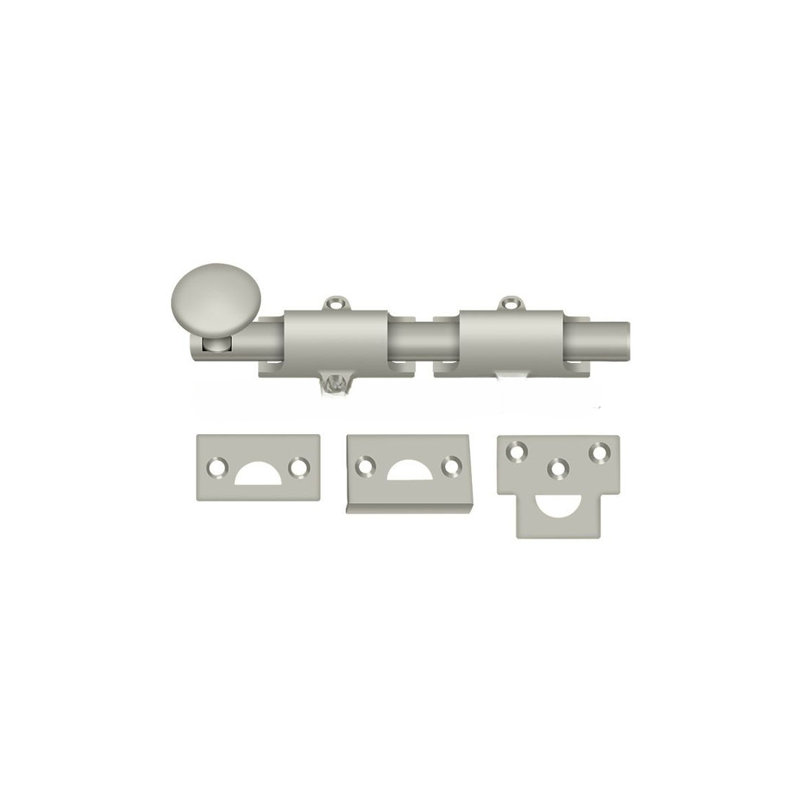 Brass Latch/Catch/Bolt, Brushed Nickel, 1.25" H x 6" W x 1" D