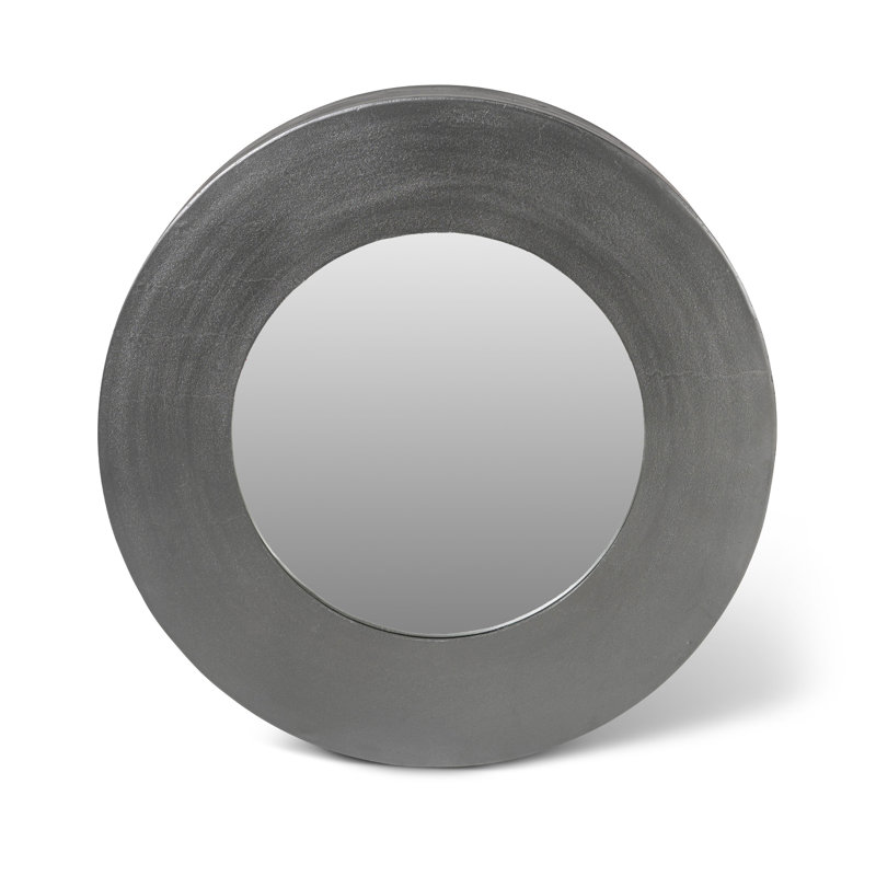 Zayvien Aluminium Frame Round Wall Mirror, Antique Gray