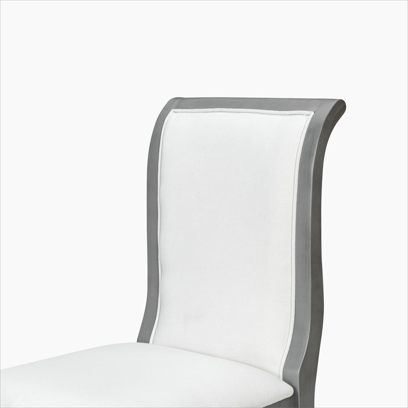 Ensemble de 2 chaises de salle à manger rembourrées à finition chêne gris - Élégantes chaises d'appoint traditionnelles en tissu avec lignes courbes