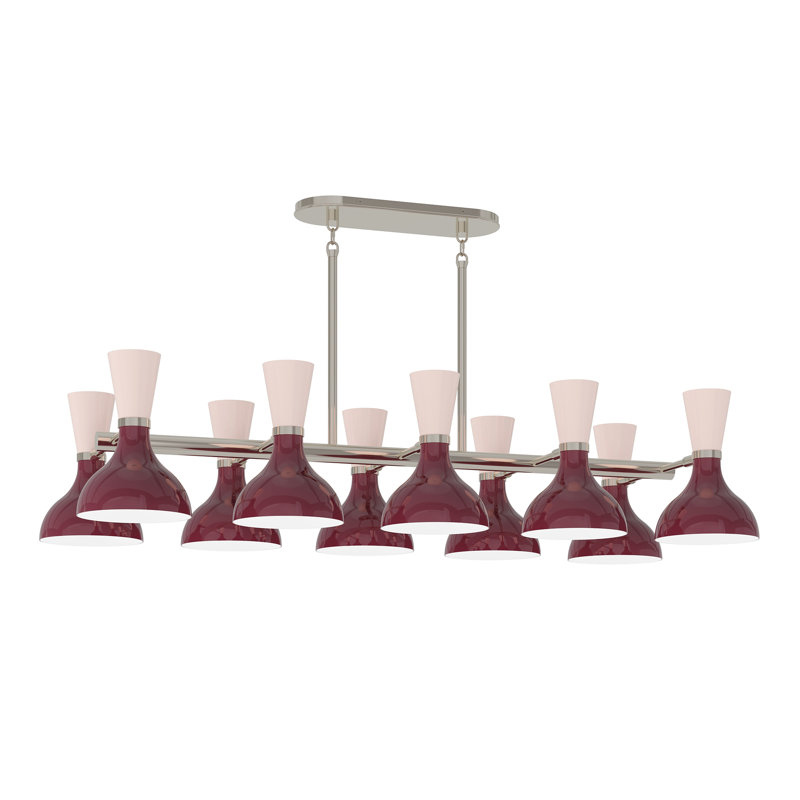Clare Chandelier - 10-Light - Modern Brass - Baby Blue, Polished Nickel, Sugar Plum And Rose Water