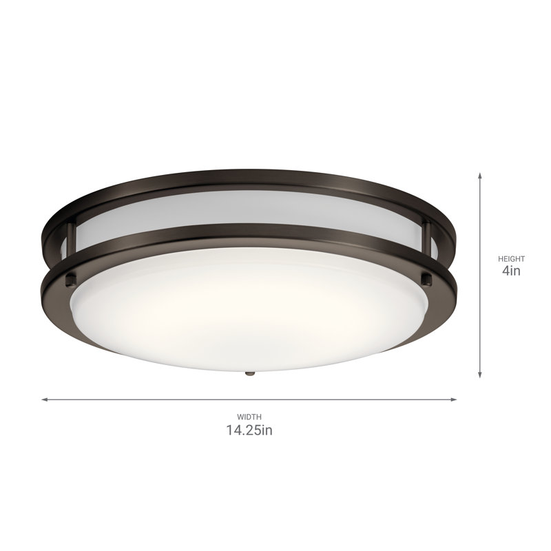 Marlton Acrylic LED Flush Mount, 3.75" H x 14" W x 3.88" D, Acrylic Diffuser, Olde Bronze