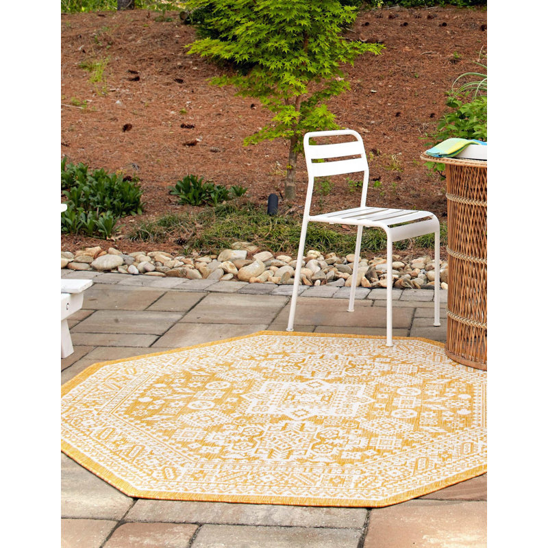 Tapis intérieur / extérieur brun Anaruth, Octogone 7 pi 10 po x 7 pi 10 po