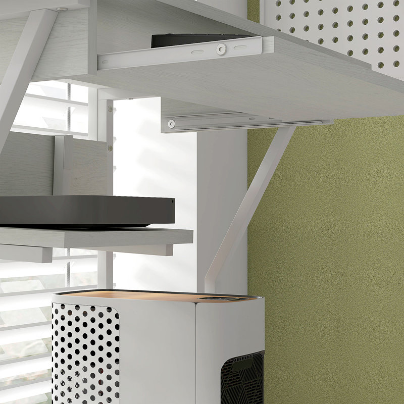 32" Computer Desk Mobile Home Office Desk with Keyboard Tray Shelf, White