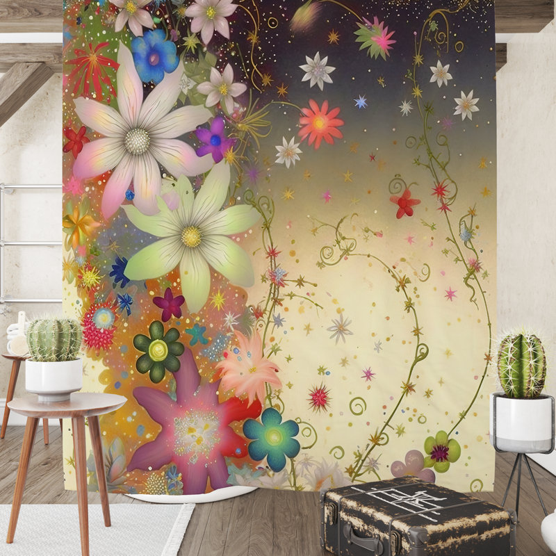 Floral Shower Curtain, 83" H x 70" W