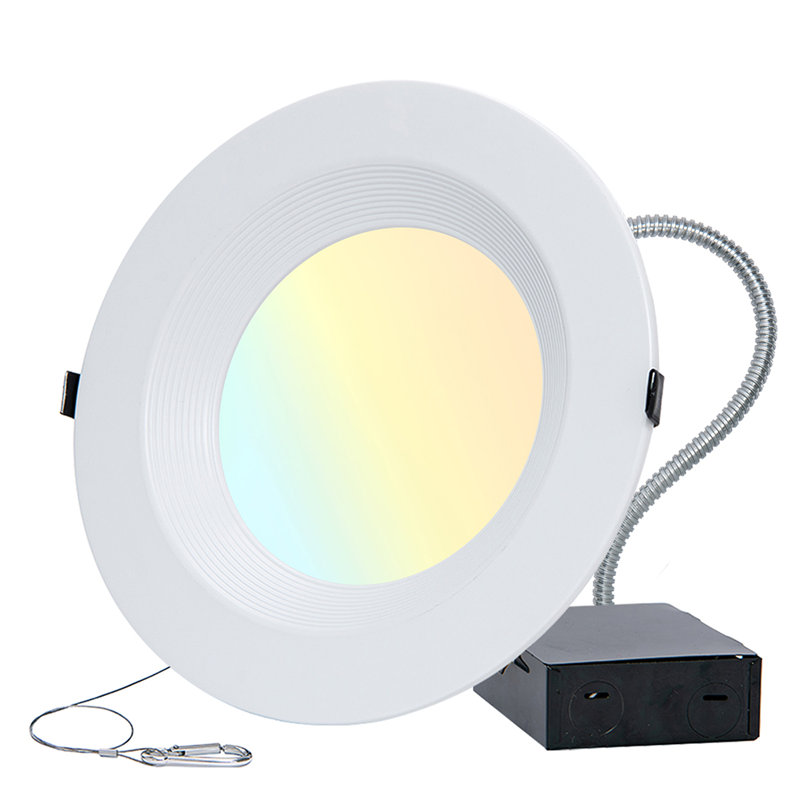 6-Inch White Aluminum LED Commercial Downlight with Adjustable Wattage