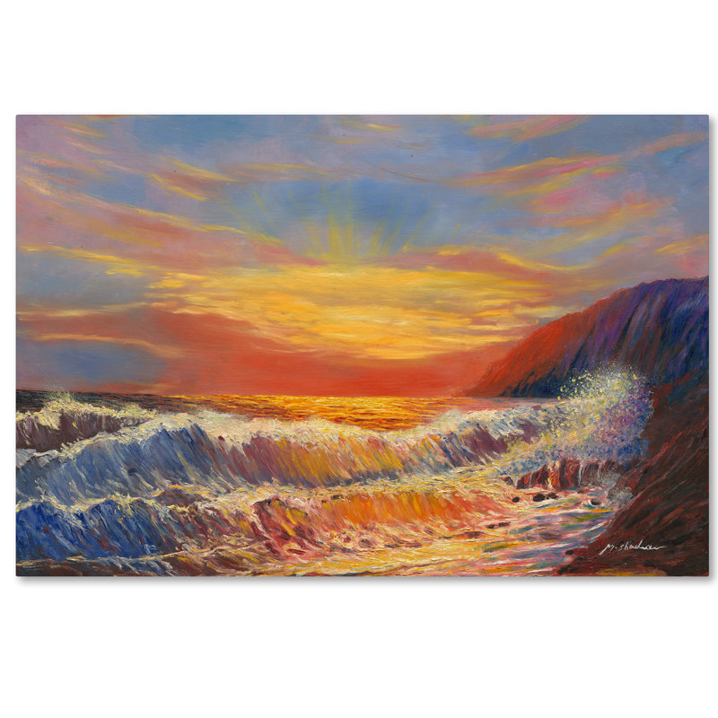 «Hawaiian Sunset» par Luverne, reproduction d'art sur toile tendue, H 12 po x l 19 po x P 2 po