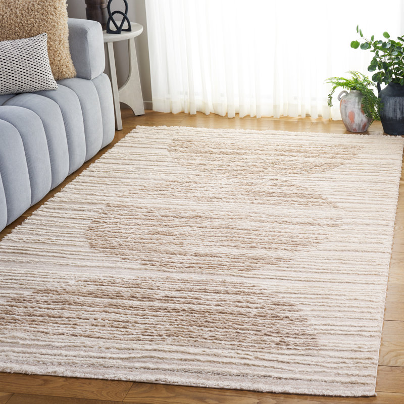 Tapis à poils longs Seattle 911 en ivoire / beige Seattle, Rectangle 5 pi 3 po x 7 pi 6 po