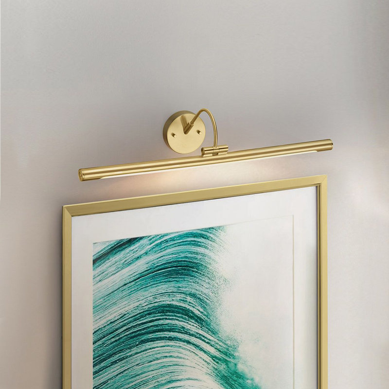 Alton 1 -Light Hardwired Dimmable LED Wall Mounted Picture Light, Brushed Brass, 14.9cm H x 67.4cm W x 20.5cm D