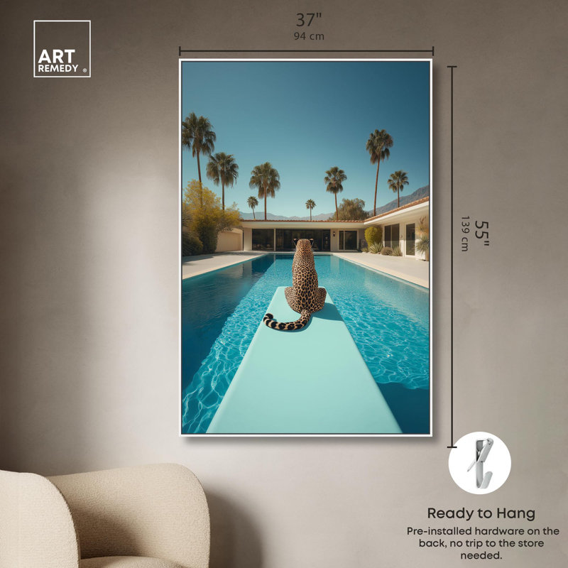 Art, art moderne, toile de tigre moderne, H 55 po x l 37 po, Cadre flottant blanc