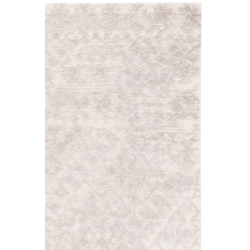 Jaquelene Hand Tufted Wool/Cotton Southwestern Rug in Gray/Ivory, Runner 2'3" x 9'