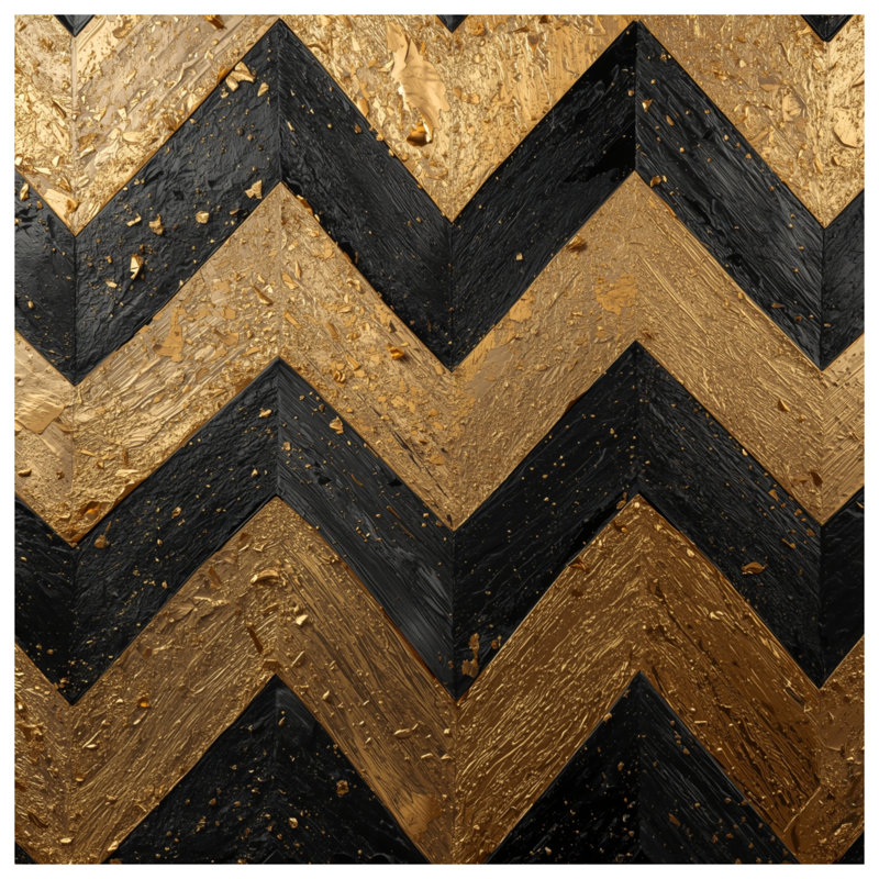 Tapis de bain à chevrons doré noir, L 34 po x L 21 po