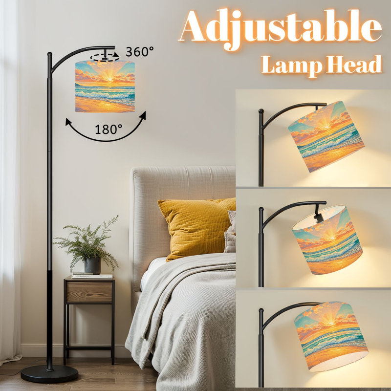 Lampe sur pied à arc avec abat-jour réglable Ocean Wave Beach Lampe sur pied Sunset Time Sun