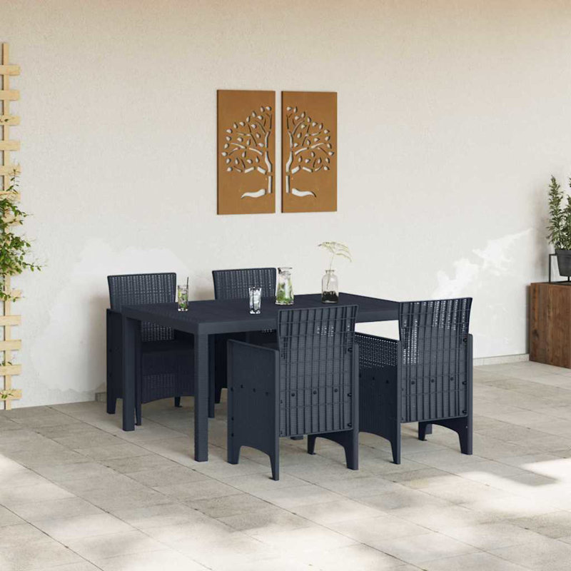 Ensemble repas 5 pièces vidaXL, Anthracite, 4, H 28,7 po x l 59,1 po x P 39,4 po
