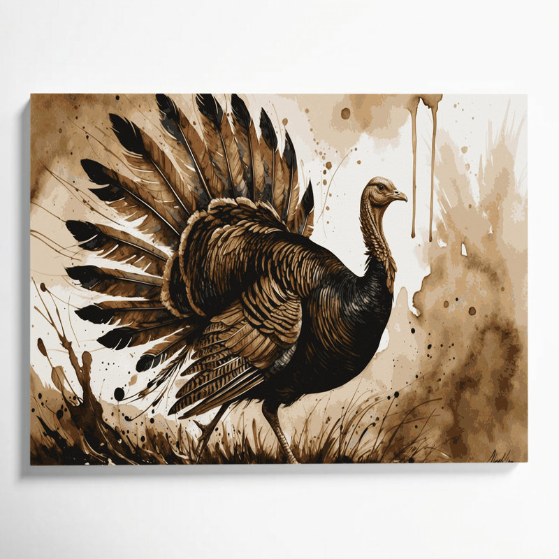 Birds Wild Turkey Beige Canvas Wall Art, 24" H x 36" W