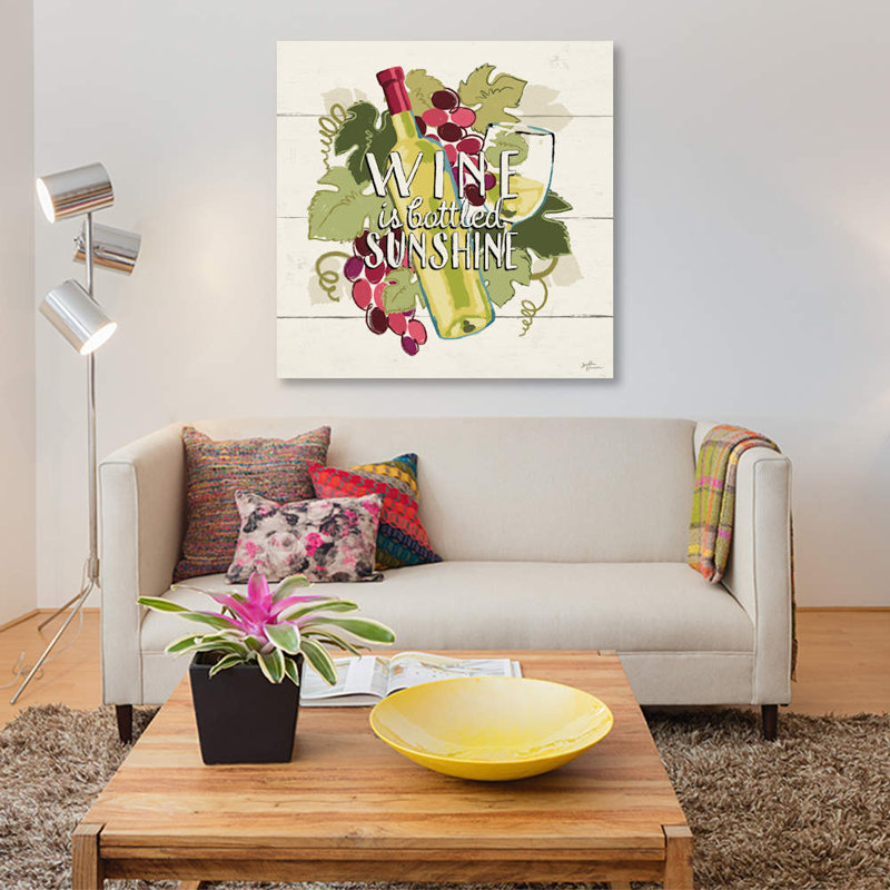 «Wine and Friends IV», art textuel sur toile, H 12 po x l 12 po x P 0,75 po, Toile tendue, Pas de tapis