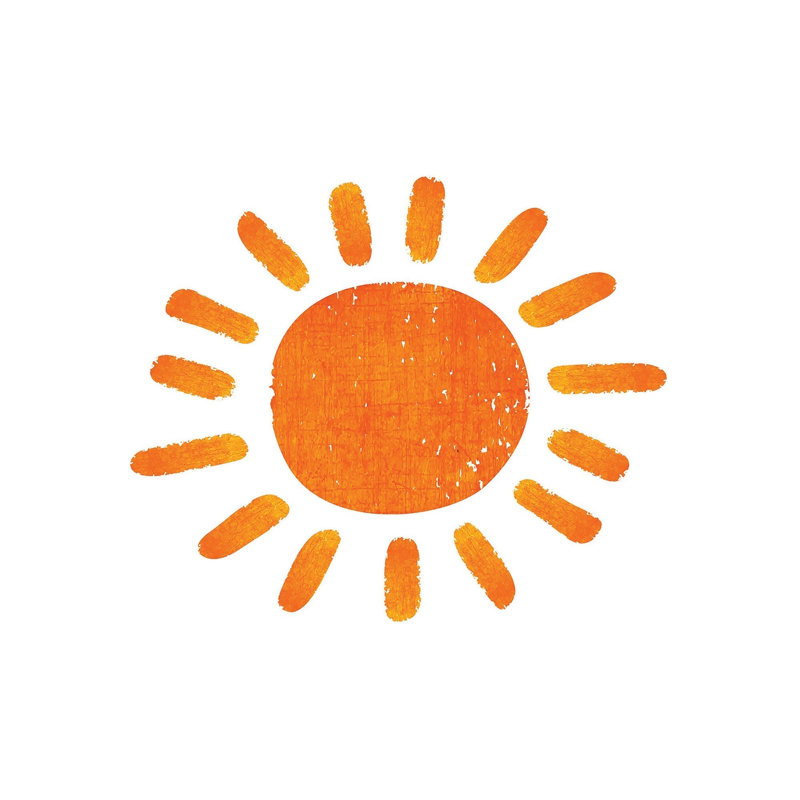 Murale pelez et collez de qualité supérieure - Illustration soleil orange, L 144 po x l 210 po