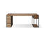 Bureau rectangulaire en bois massif de couleur noyer avec armoire à tiroirs-1958269013