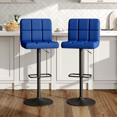 Myda Swivel Upholstered Adjustable Height Counter Stool with Metal Frame
