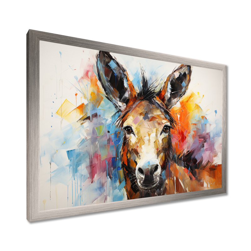 «Abstract Donkey Reverie», art mural sur toile, Cadre de coin fermé argenté, L 24 po x H 32 po x P 1 po