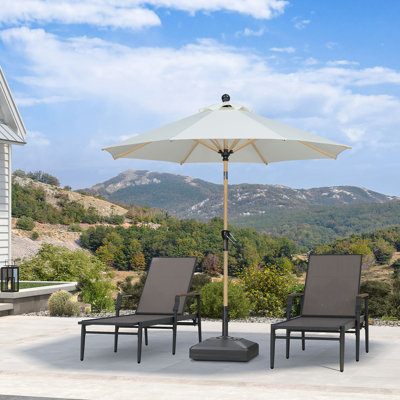 Parasol de table d'extérieur 9 pi avec parasol de marché en aluminium avec bouton-poussoir inclinable et 8 lattes robustes et manivelle ronde commerciale pour le balcon du patio