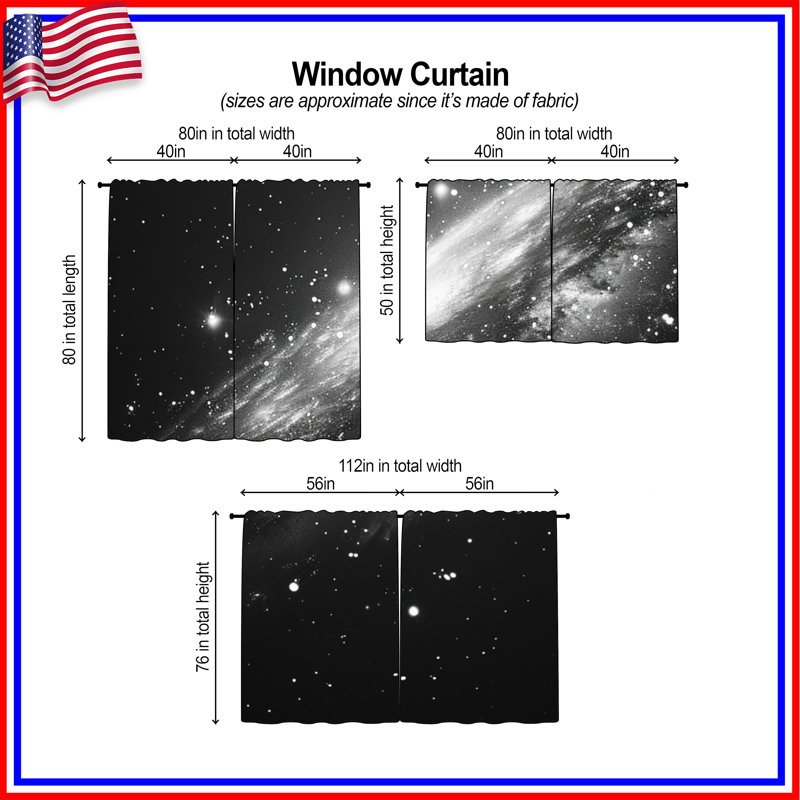 Rideaux obscurcissants et obscurcissants Galaxy - 2 panneaux Galaxy, Obscurcissement de chambre, 20 po x 80 po - 2 panneaux