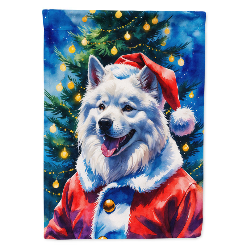 Drapeau de maison de Noël chocolat caniche chocolat, Samoyède