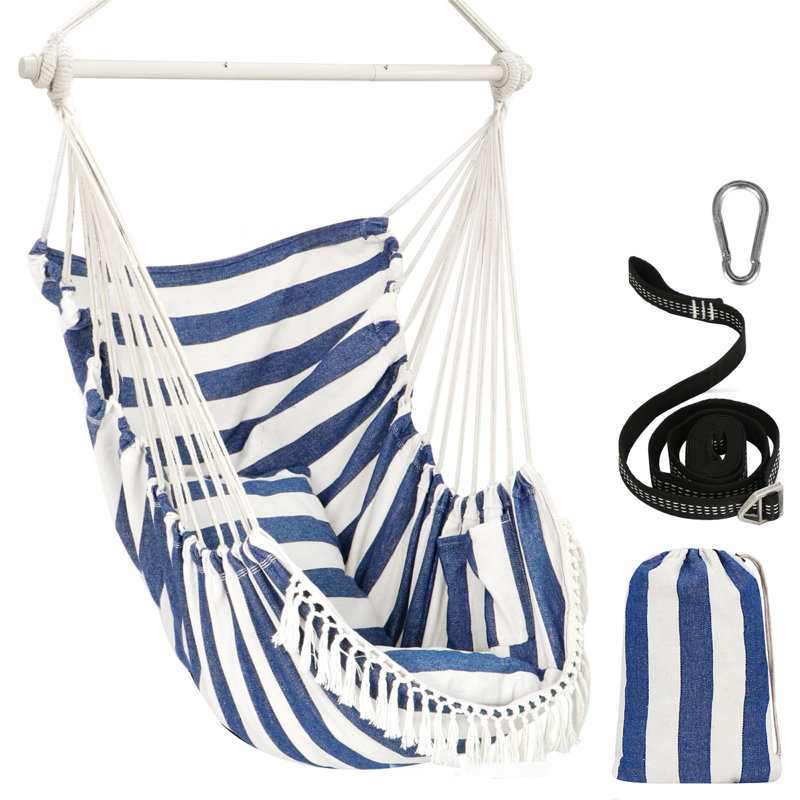 Cannell Swing Chair, Blue/White