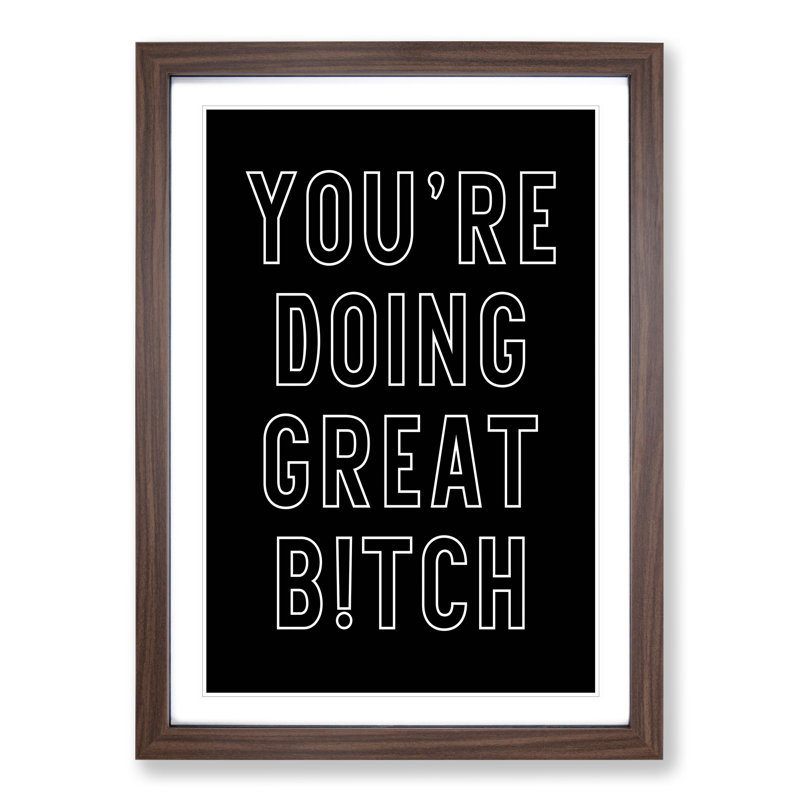You Are Doing Great - Picture Frame Typography, Walnut, 36cm H x 27cm W x 2cm D