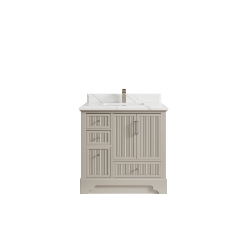 Alys 36'' Single Bathroom Vanity with Quartz Top, Calacatta Laza