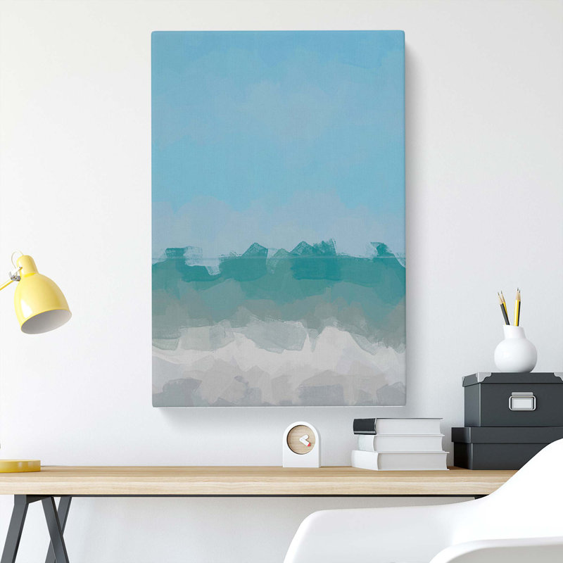 Aqua Green Horizon In Abstract - Wrapped Canvas Painting, 91cm H x 60cm W x 3cm D