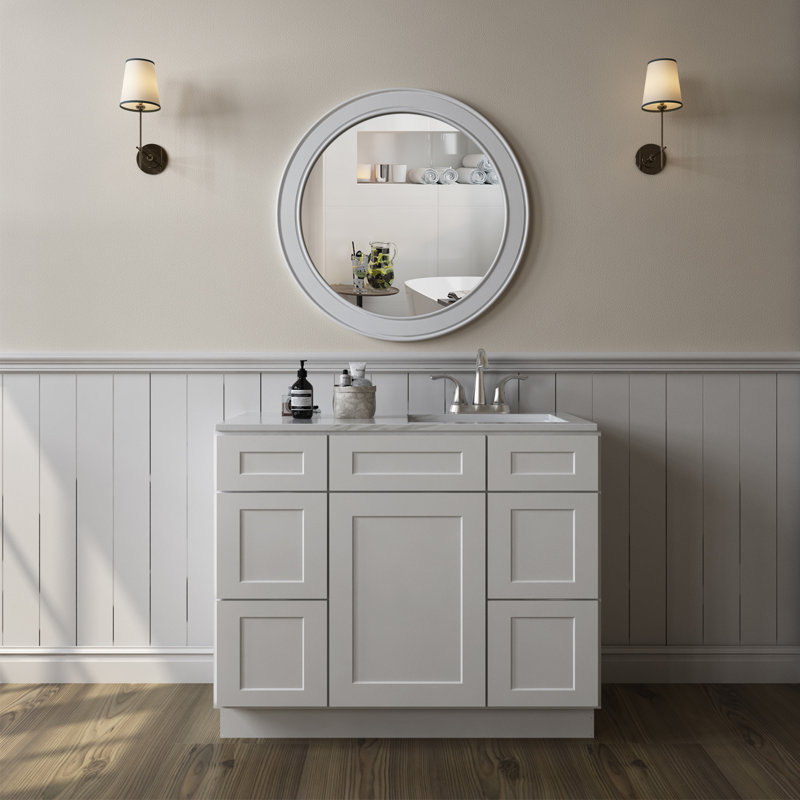 Meuble sous-évier Shaker en contreplaqué, coloris Dove, HOMEIBRO Cozy Design, 42 po L x 21 po P x 34,5 po H, à assembler