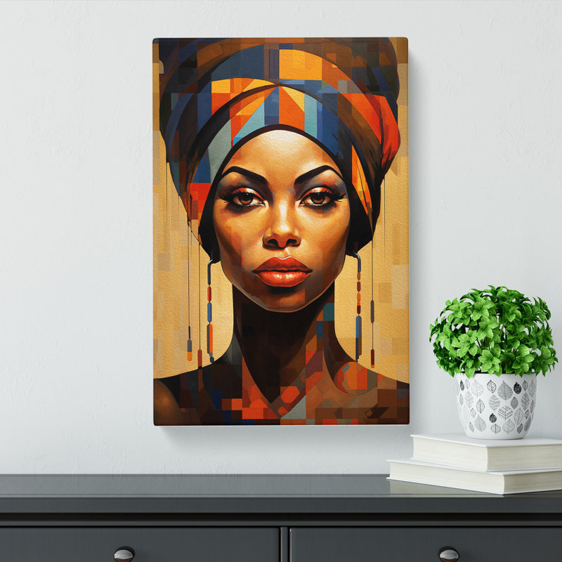 African Woman Geometric - Wrapped Canvas, 76cm H x 50cm W x 3cm D