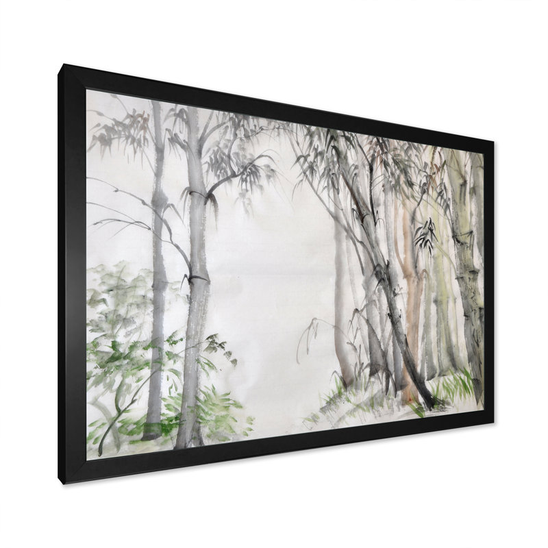 " Chinese Bamboo Forest ", Black Picture Framed Canvas, 8" H x 12" W x 1" D